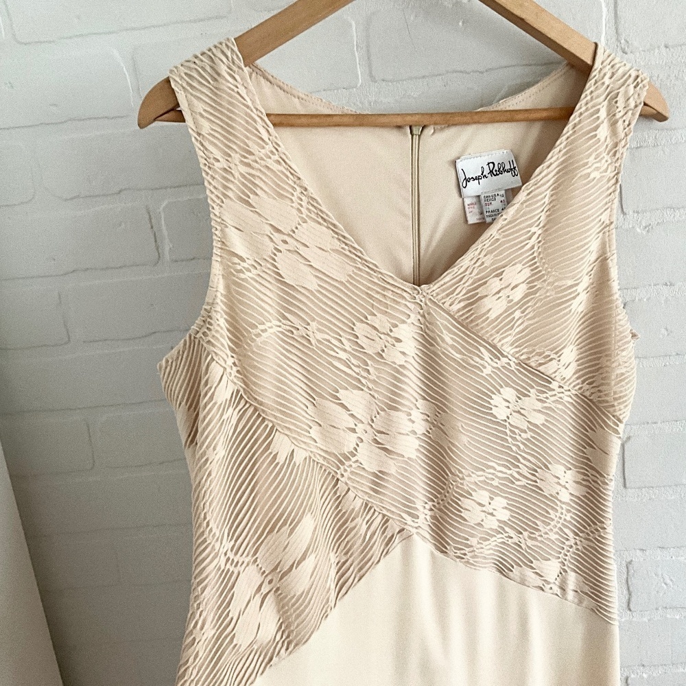 Joseph Ribkoff Vintage Formal Maxi Dress Lace Bodice Cream Sz 12 - Picture 6 of 16